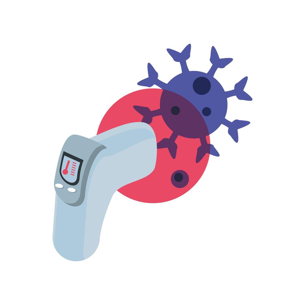 contactless infrared thermometer to detect coronavirus on white background vector