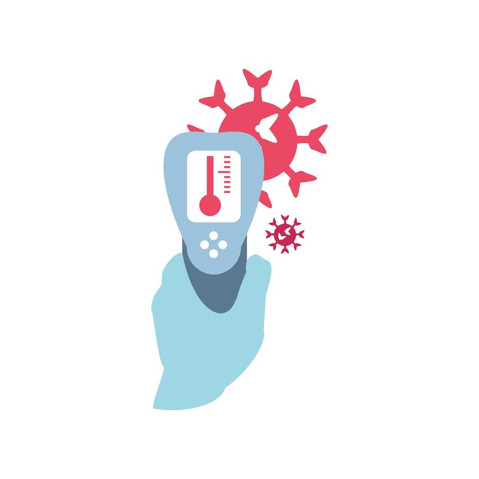contactless infrared thermometer to detect coronavirus on white background vector