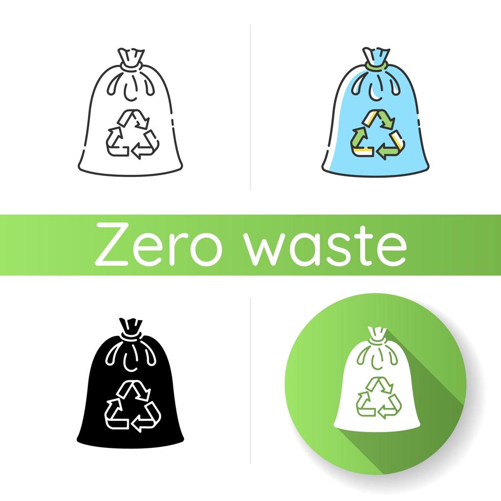 Compostable trash bag icon vector