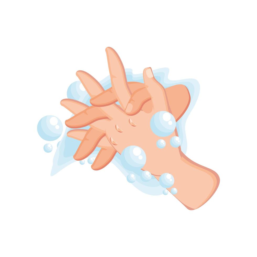 washing hands with water and soap on white background vector