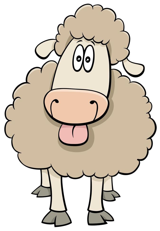 funny cartoon sheep farm animal character vector