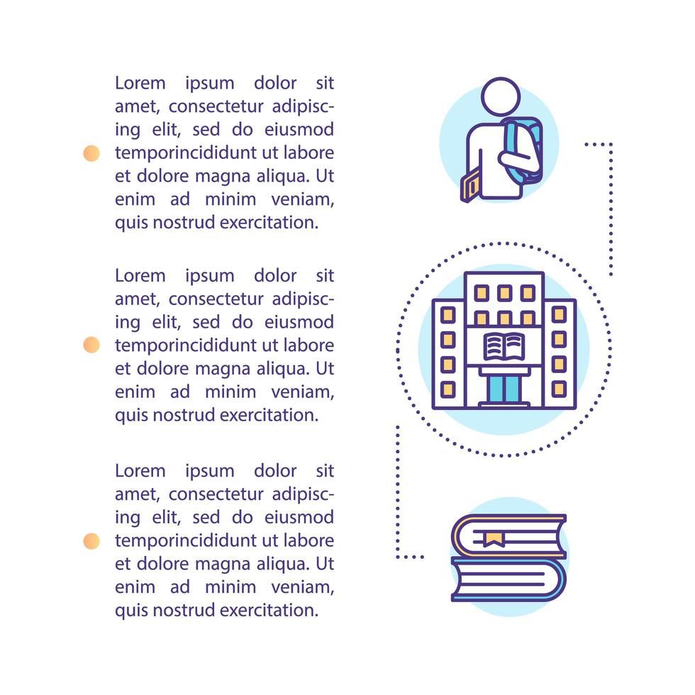 icono de concepto de estudiante universitario con texto vector