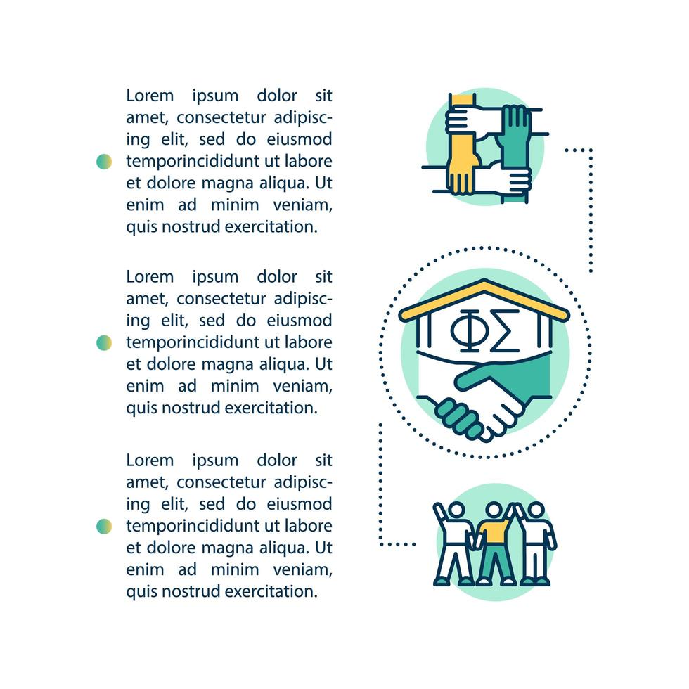 icono de concepto de hermandad universitaria con texto vector