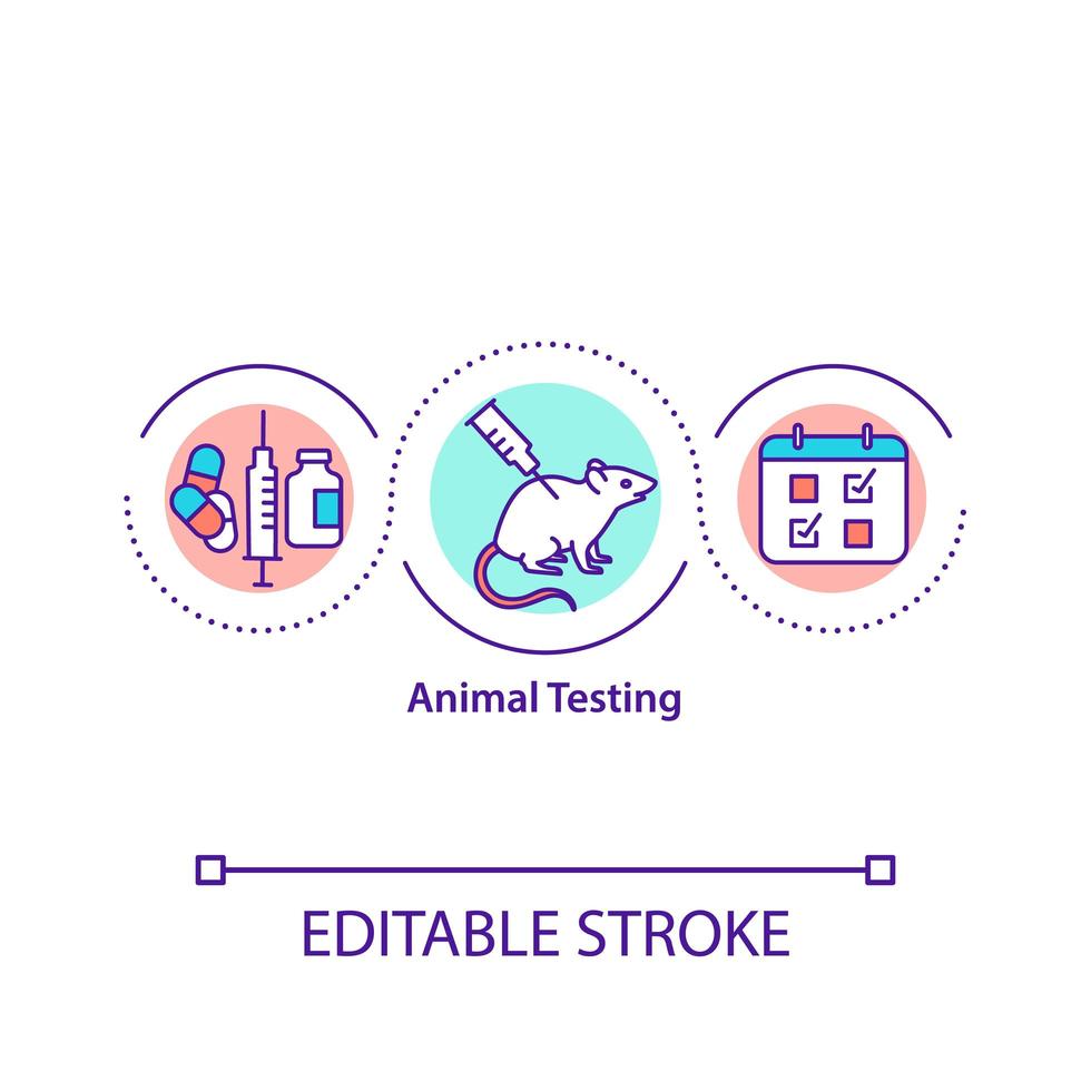 icono de concepto de experimentación con animales vector