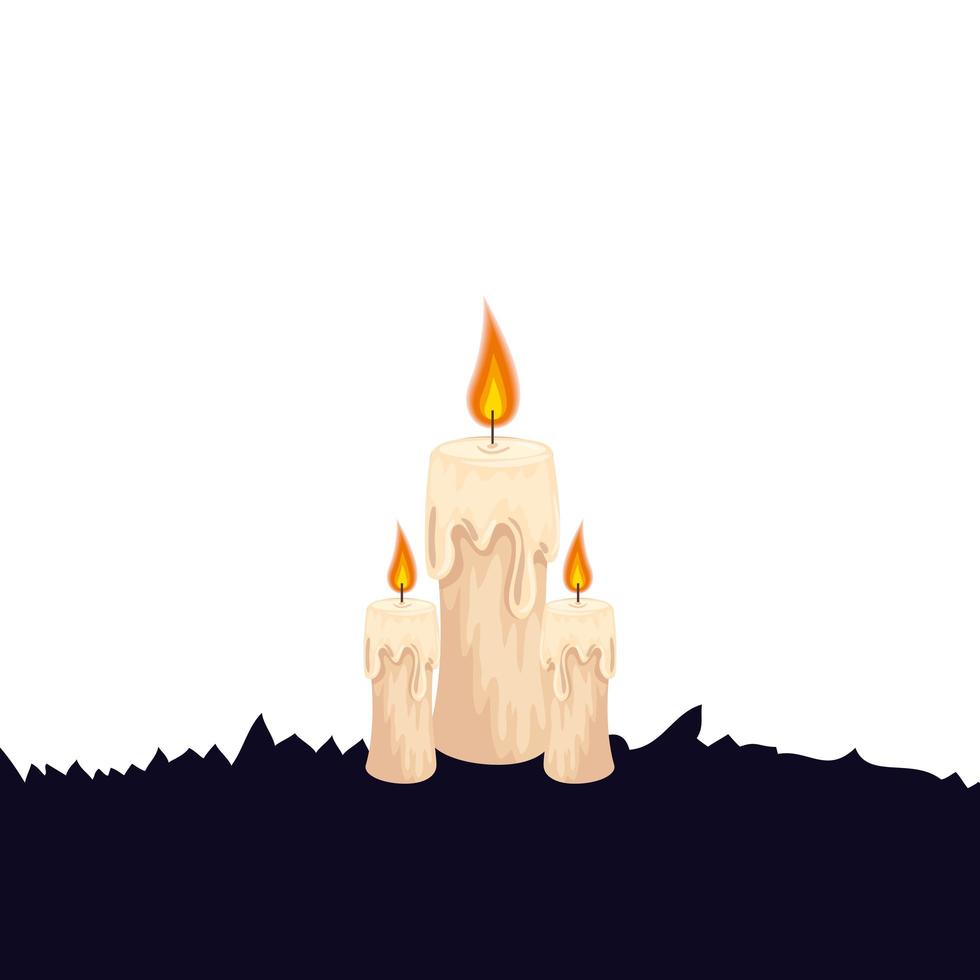 halloween candles decoration isolated icon vector