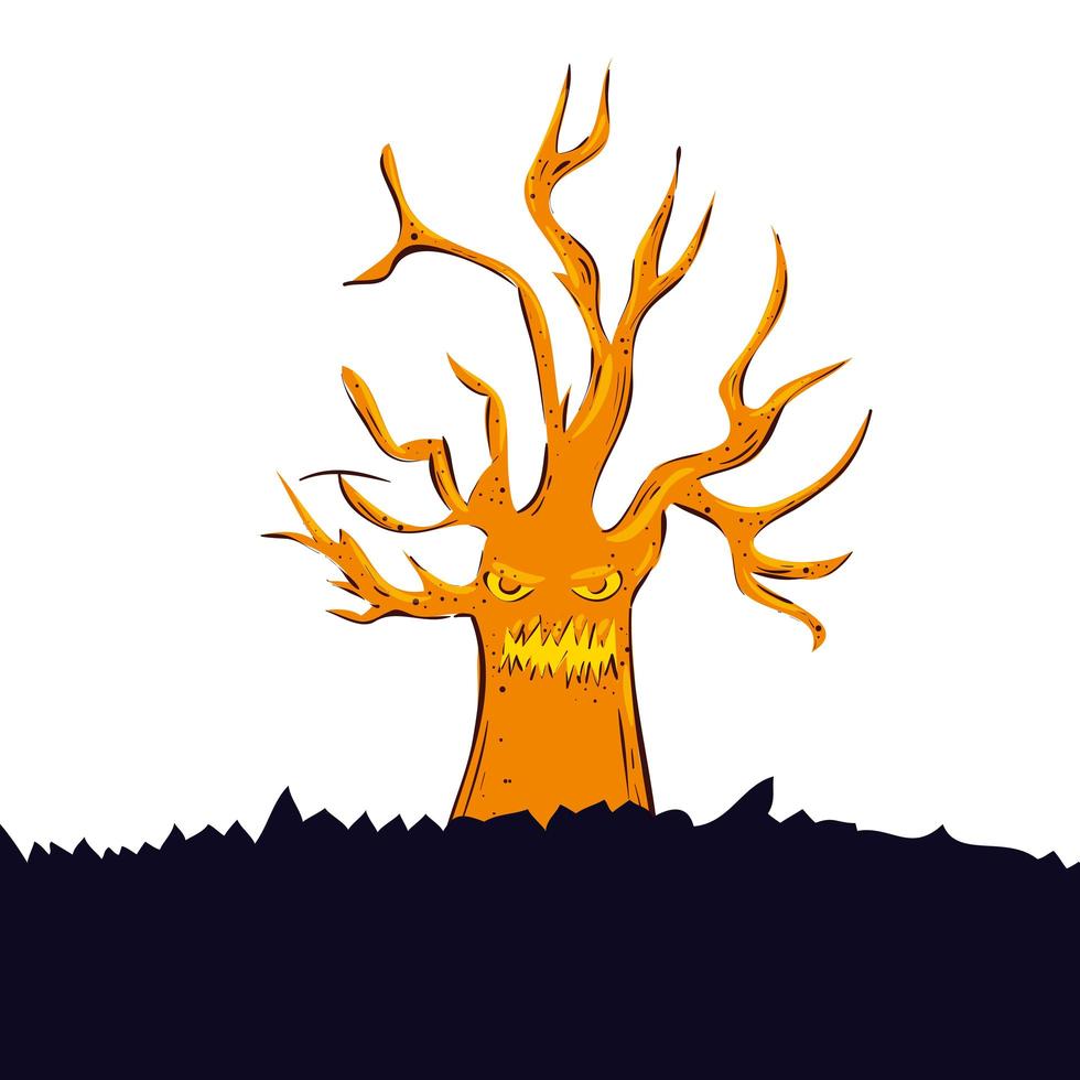 haunted dry tree isolated icon vector