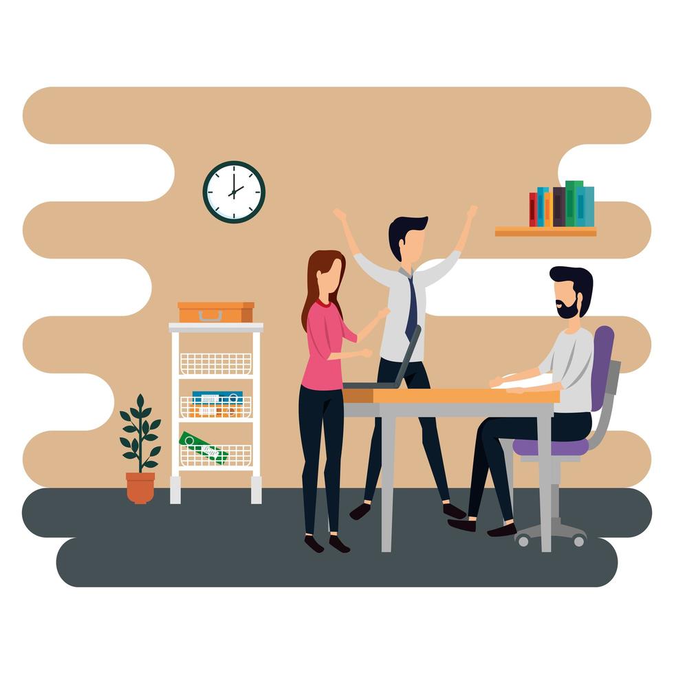 elegant business people working in the office vector