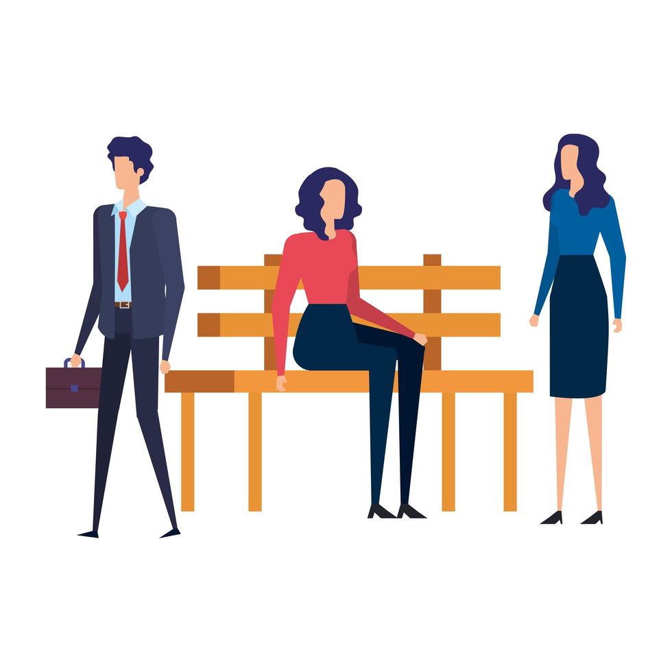 business people seated in the park chair vector