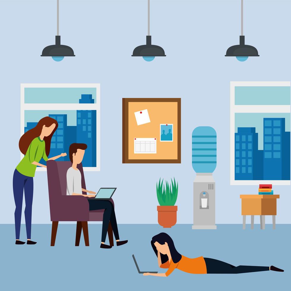 elegant business people working in the office vector