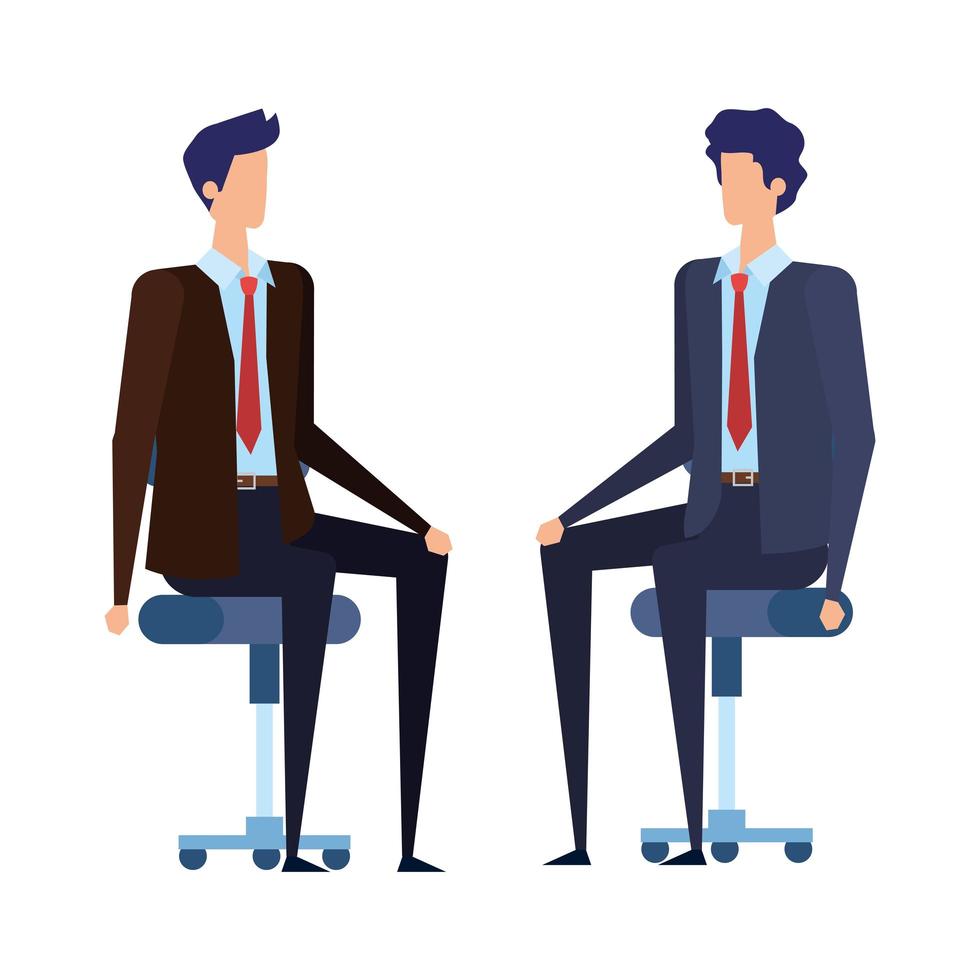 elegant businessmen workers seated in office chairs vector