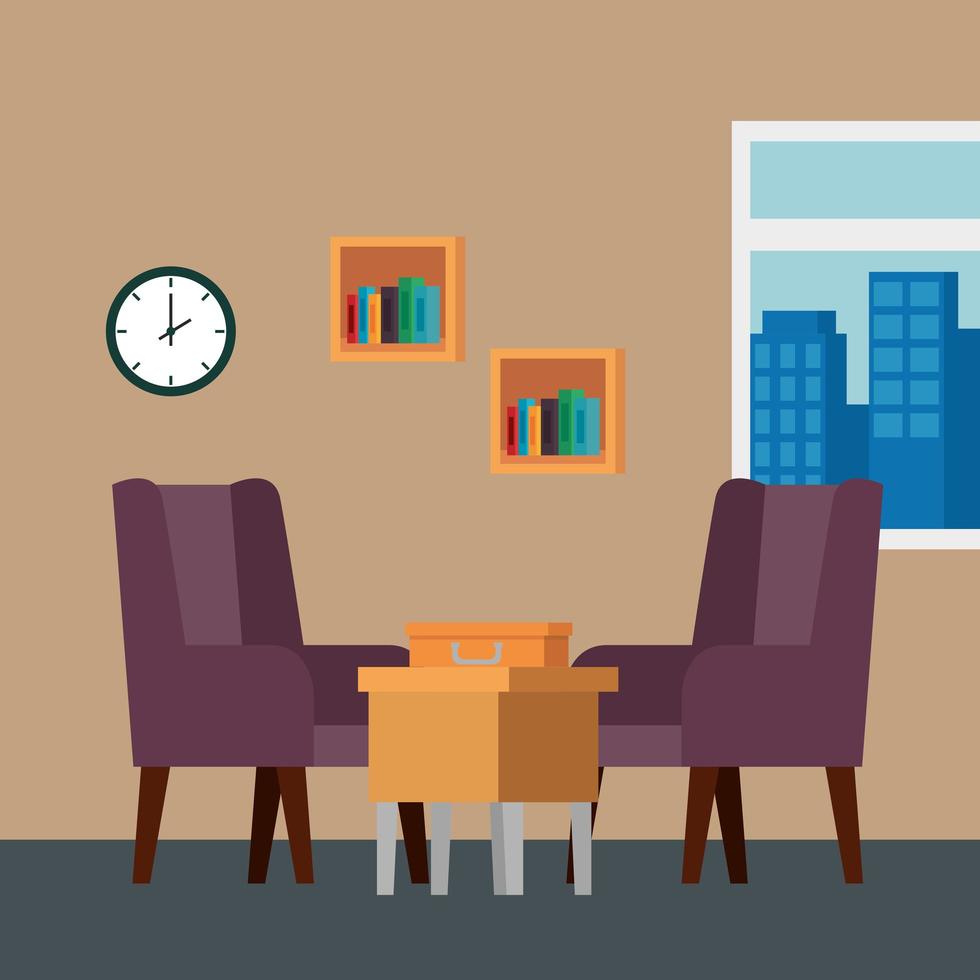 livingroom home place with sofa scene vector