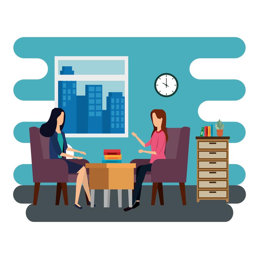 elegant businesswomen workers in the office vector