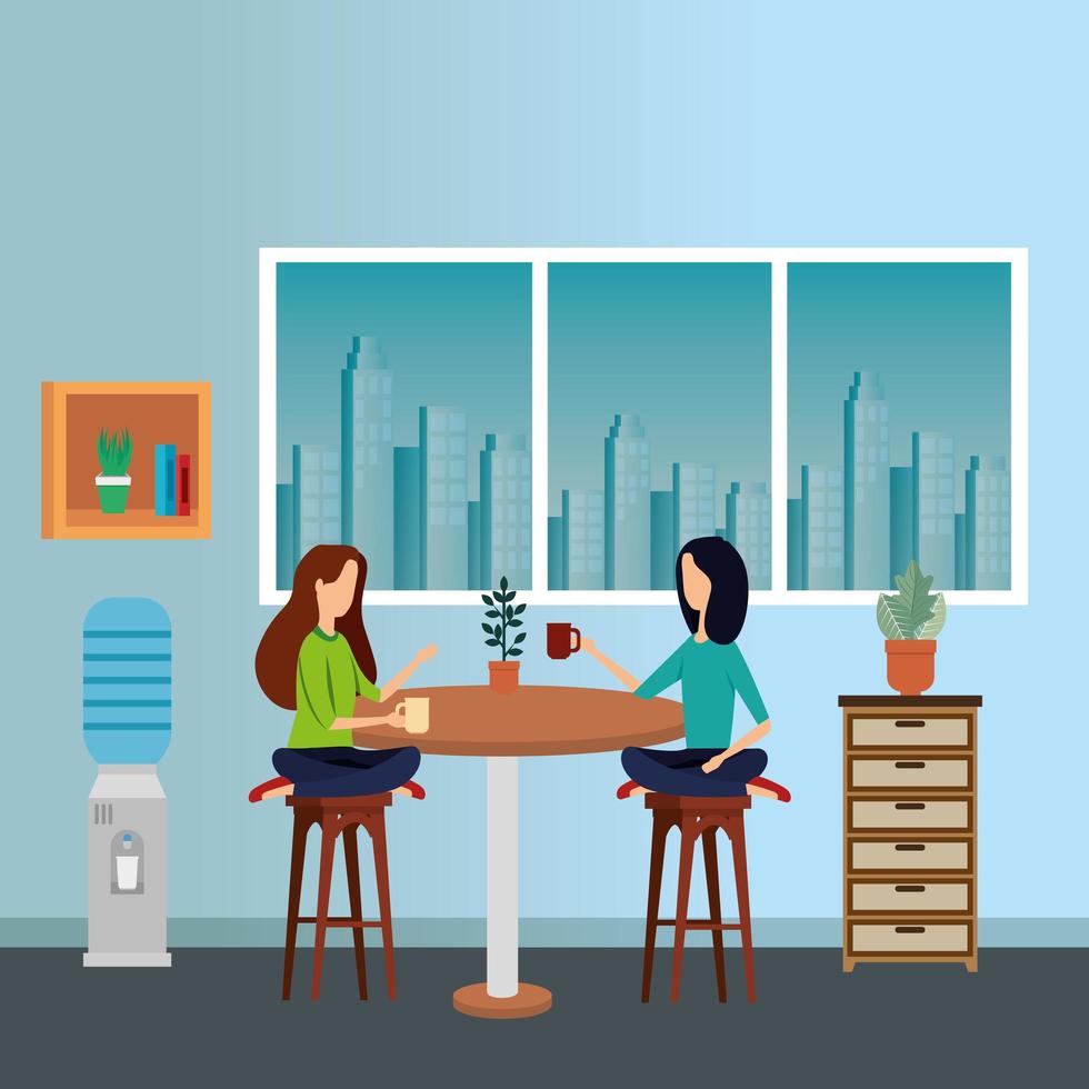 elegant businesswomen workers in the office vector