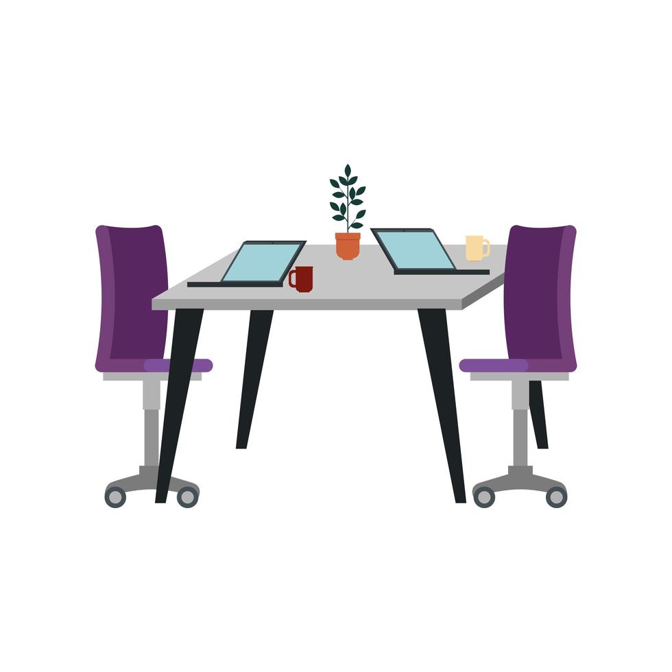 office chair with desk and laptop vector