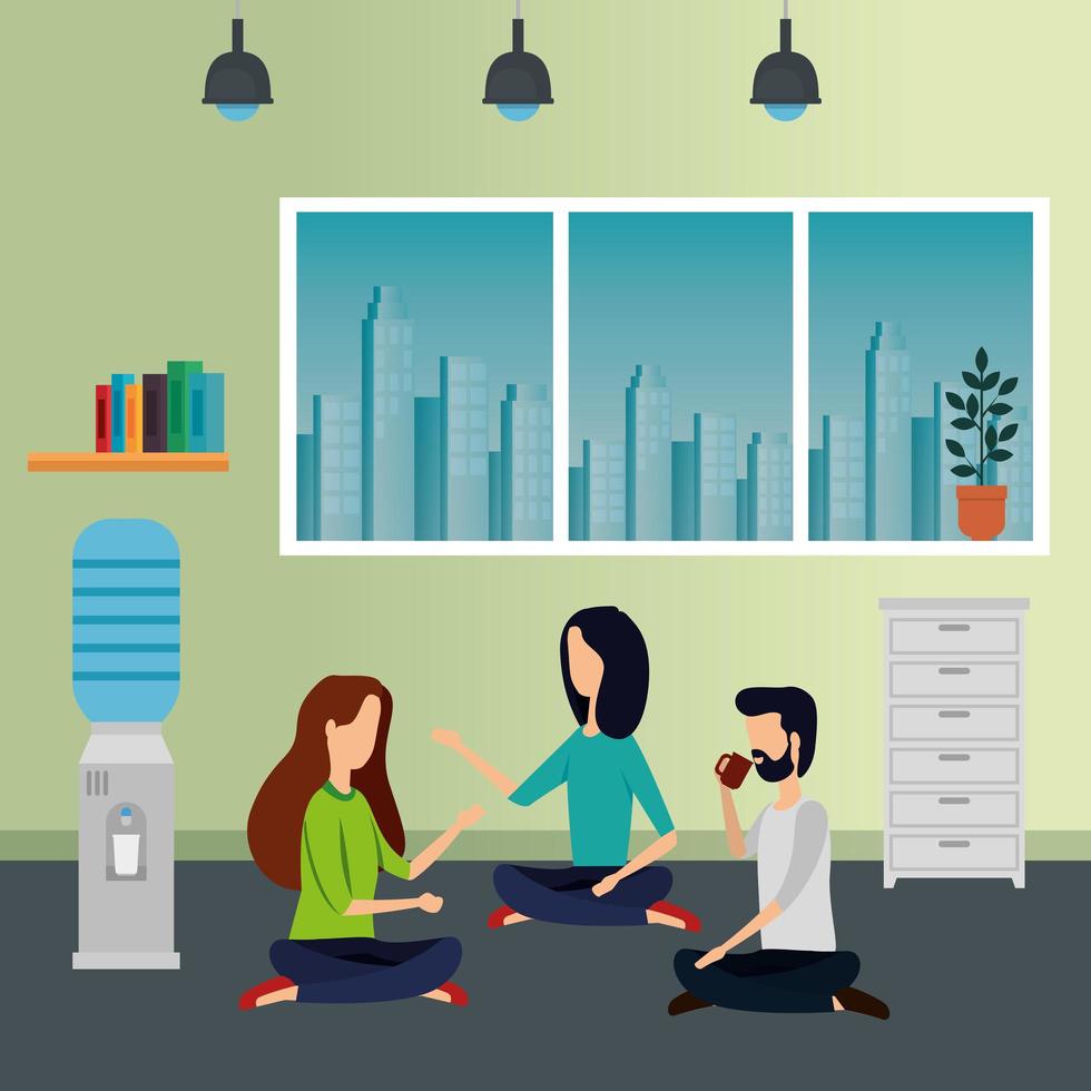 elegant business people working in the office vector