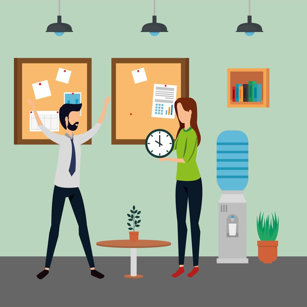 elegant business couple workers in the office vector