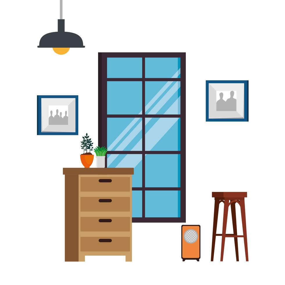 house place with drawer scene vector