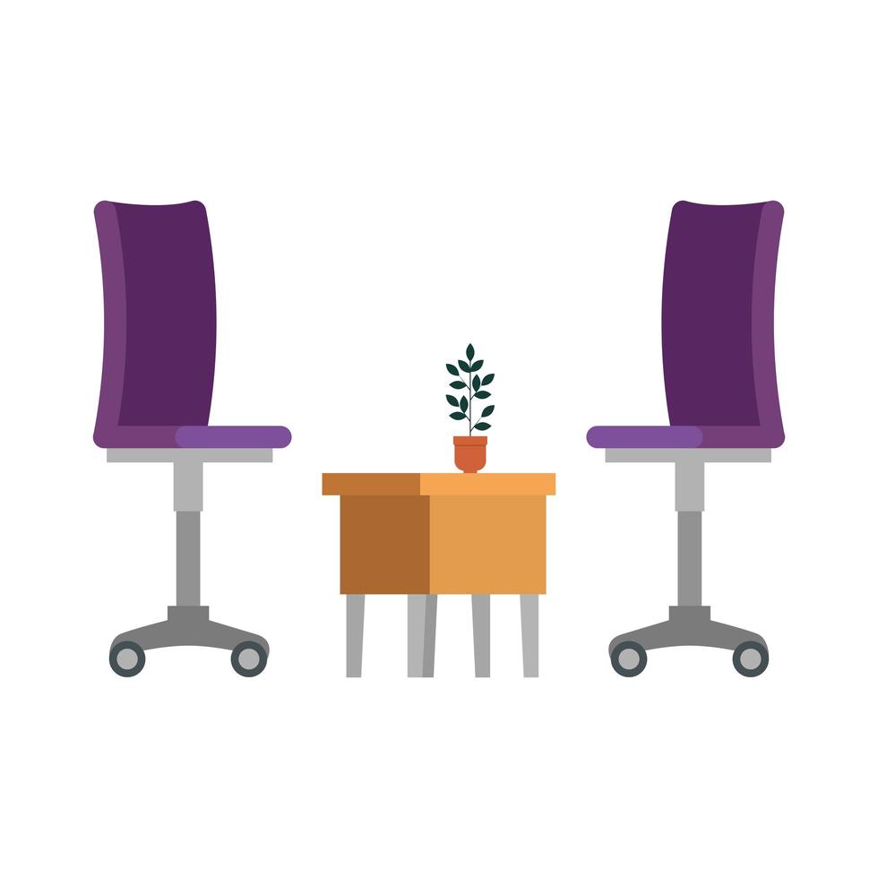 office chair with wooden table vector