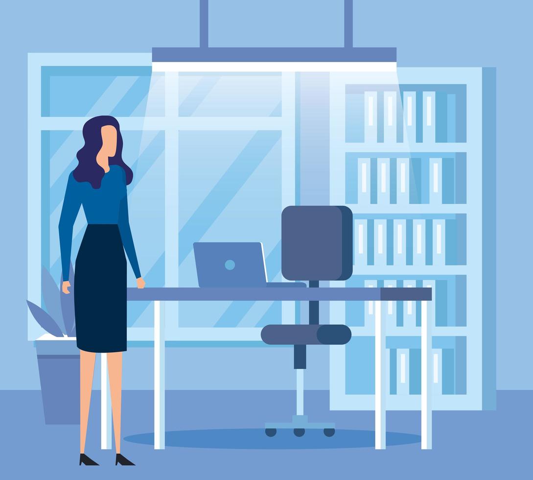 elegant businesswoman worker in the office vector