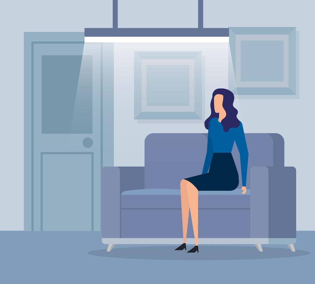 elegant businesswoman worker in livingroom vector