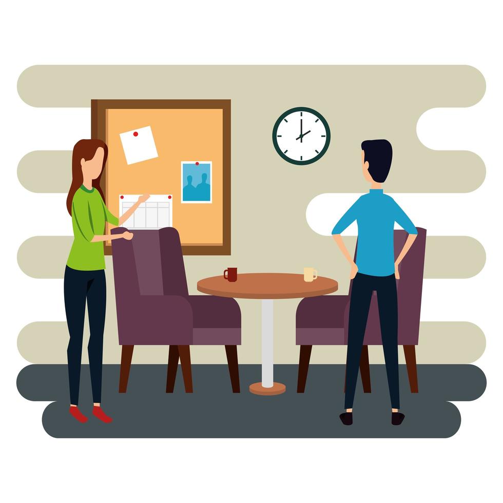 elegant business couple workers in the office vector