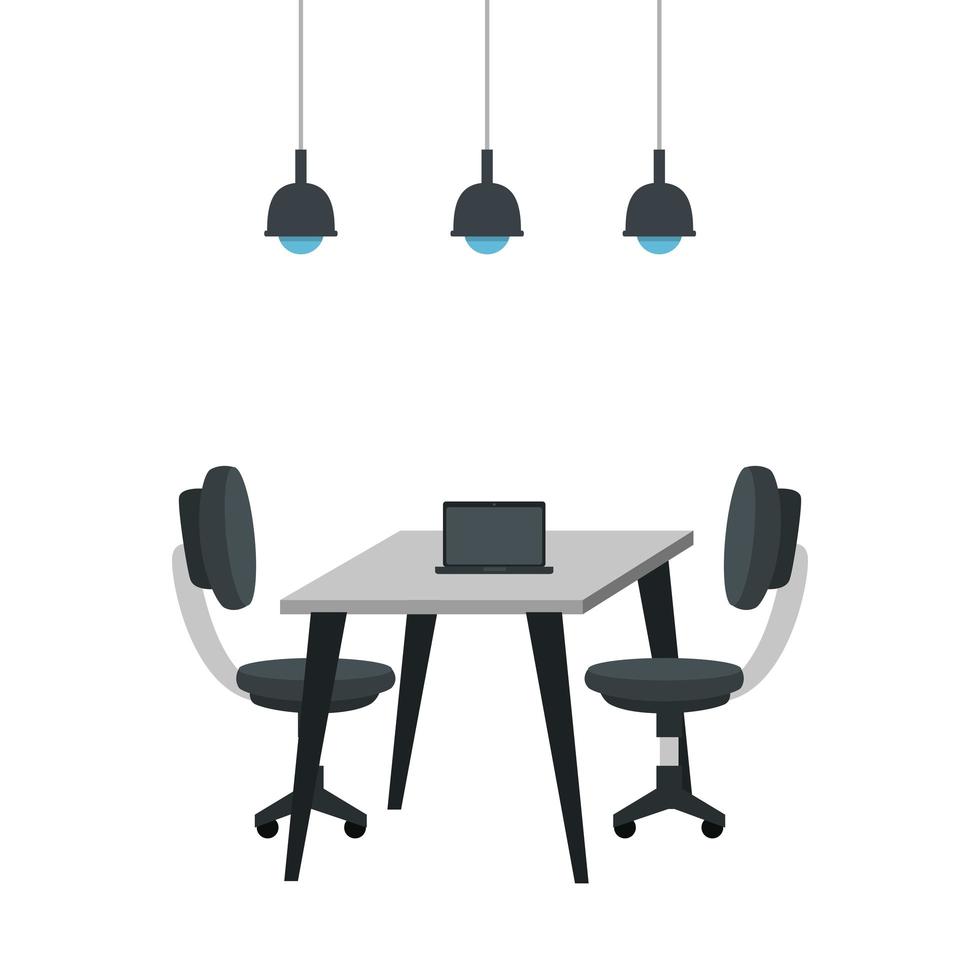 office chair with desk and laptop vector