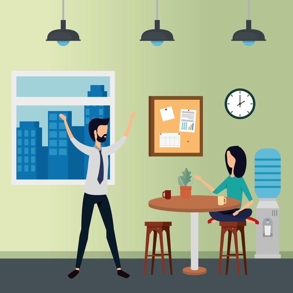 elegant business couple workers in the office vector
