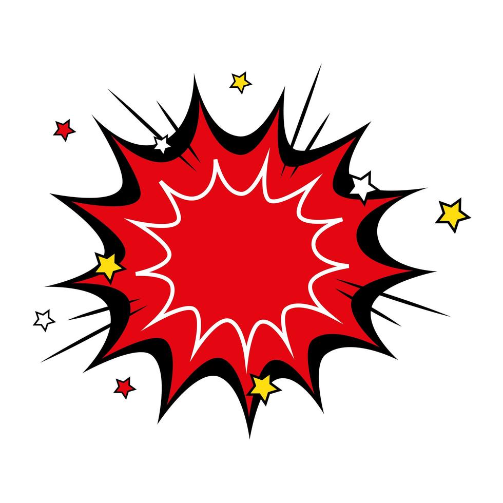 explosion red color pop art style icon vector