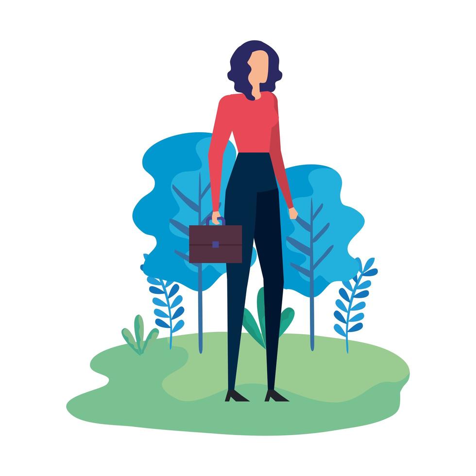 elegant businesswoman worker in the field vector