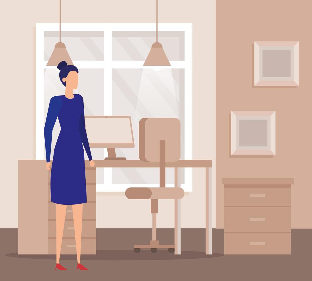 elegant businesswoman worker in the office vector