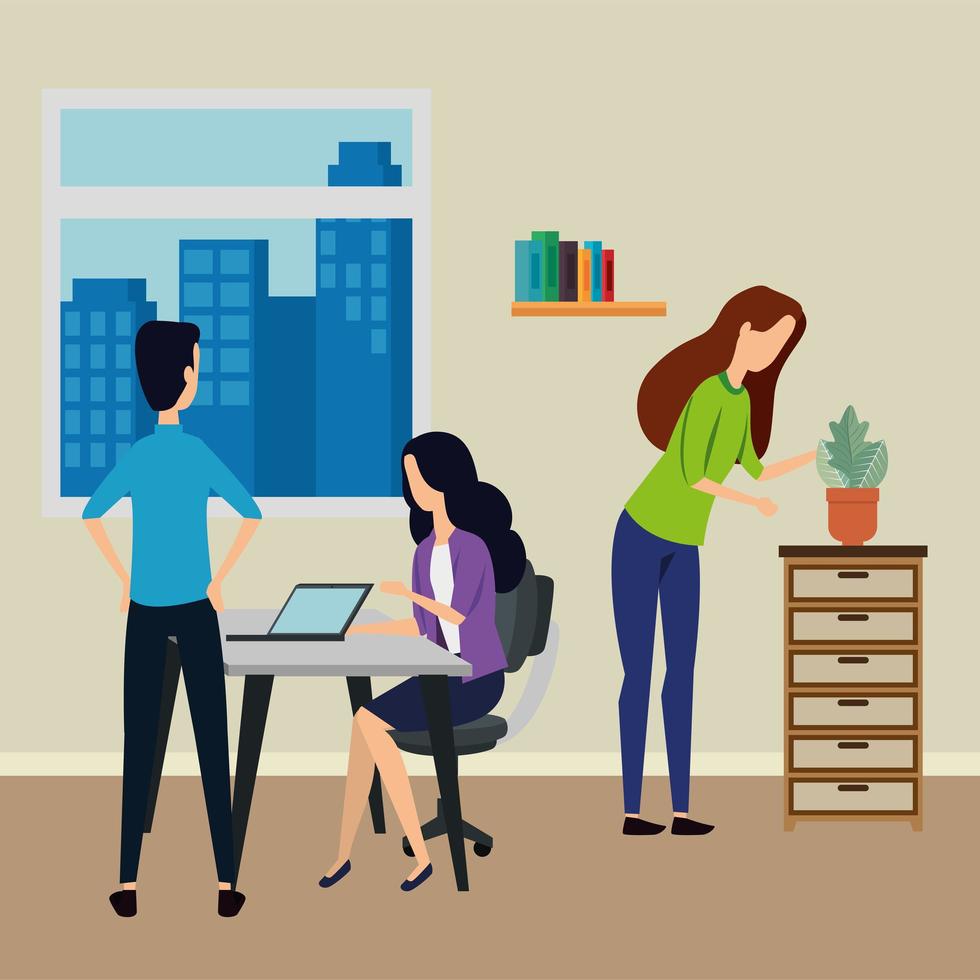 elegant business people working in the office vector