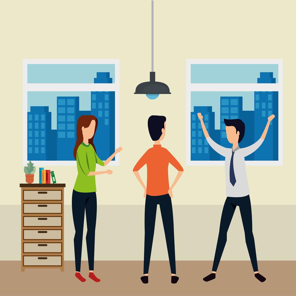 elegant business people working in the office vector