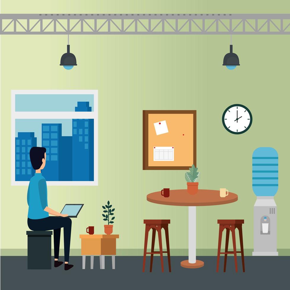 elegant businessman worker in the office scene vector