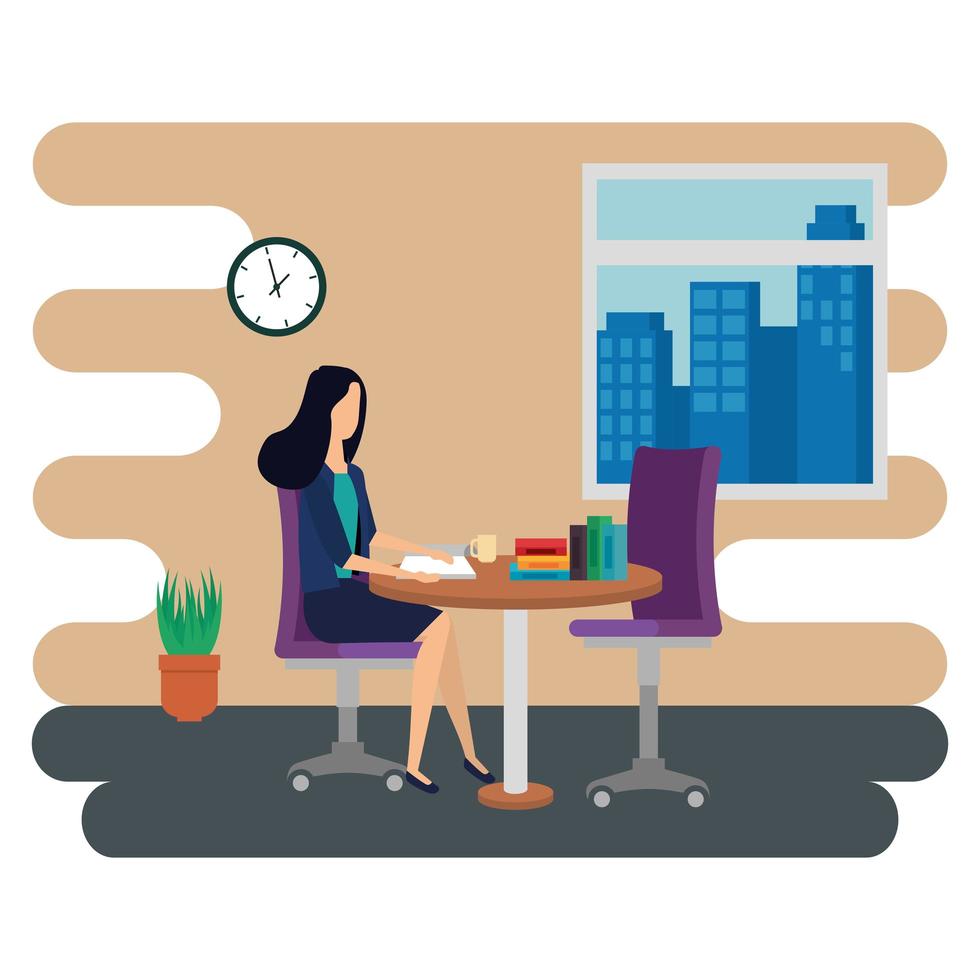 elegant businesswoman worker in the office vector