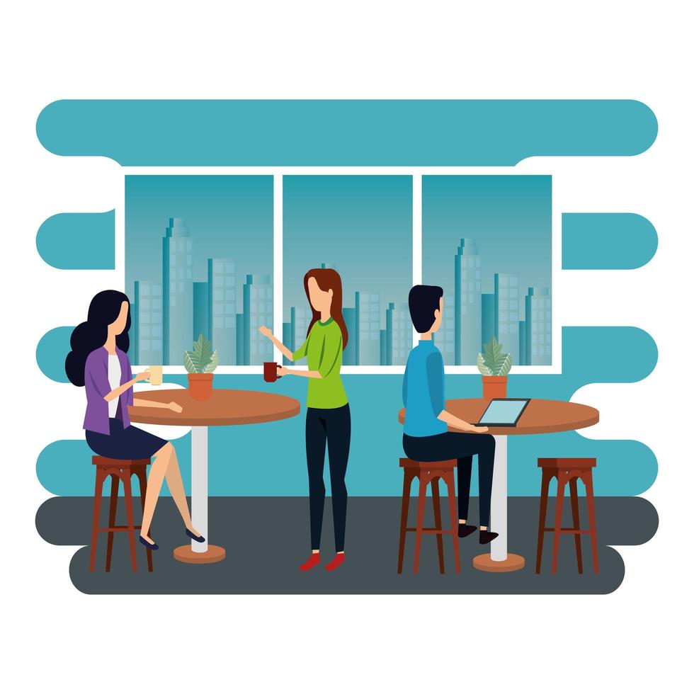 elegant business people working in the office vector