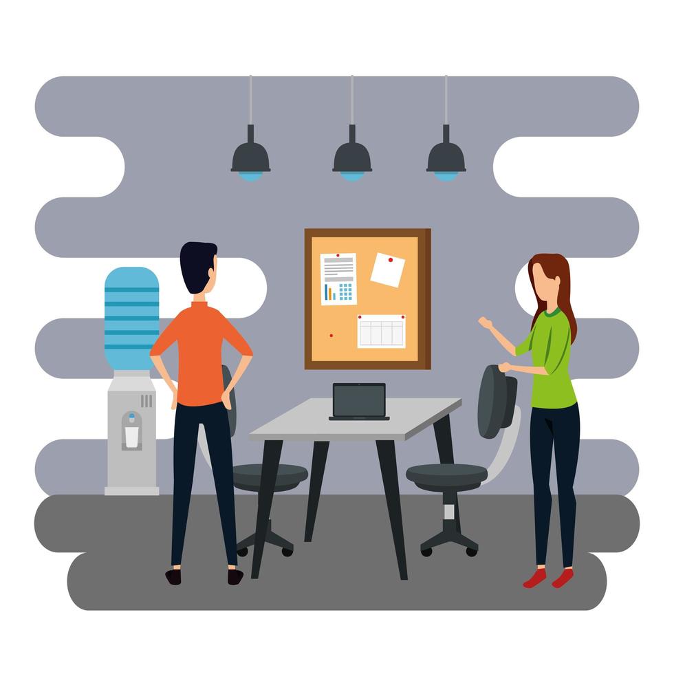 elegant business couple workers in the office vector