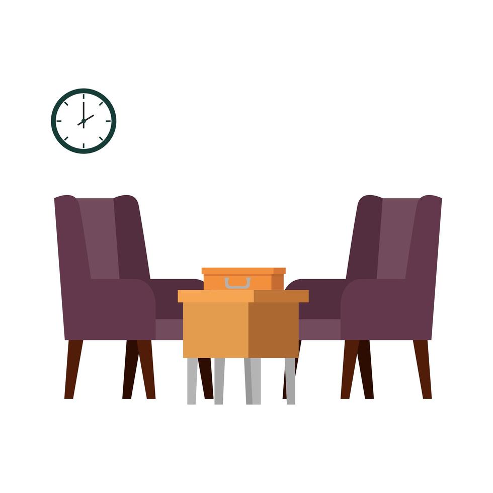 confortable sofa and wooden table livingroom scene vector