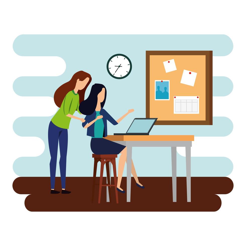 elegant businesswomen workers in the office vector