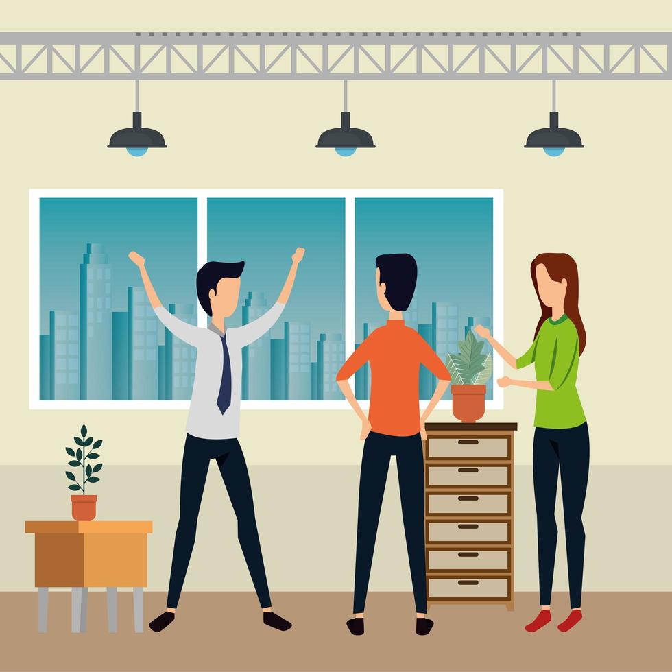 elegant business people working in the office vector