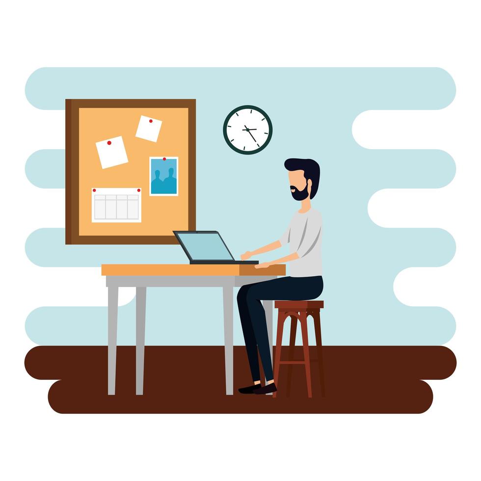 elegant businessman worker in the office scene vector