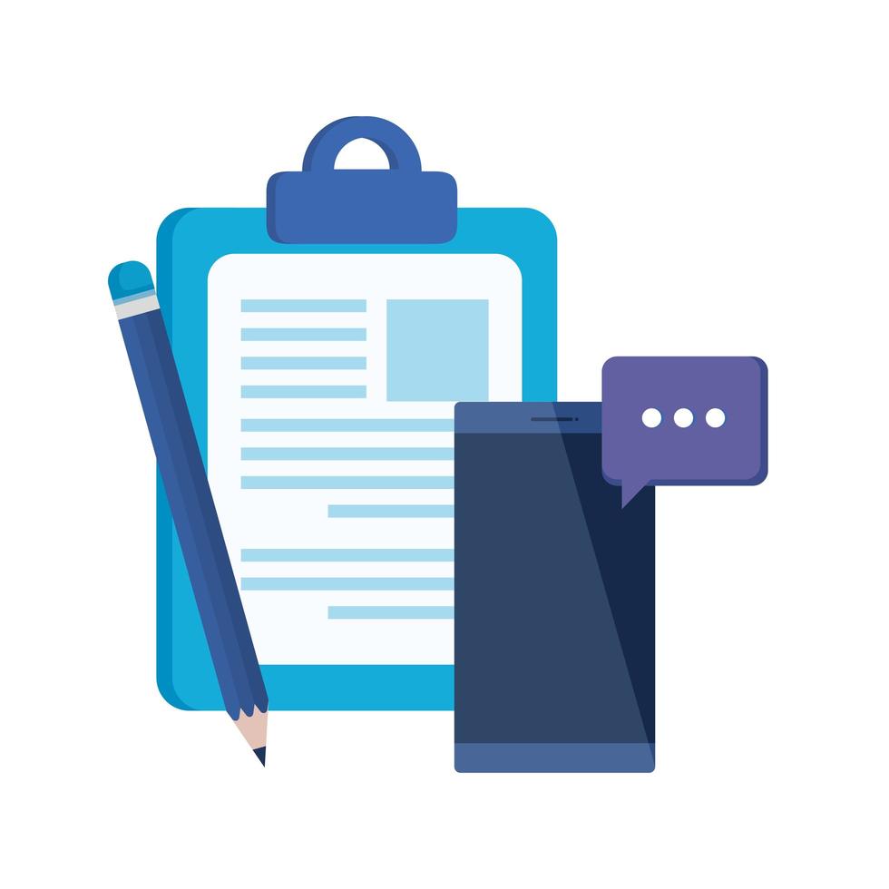checklist clipboard with smartphone device vector