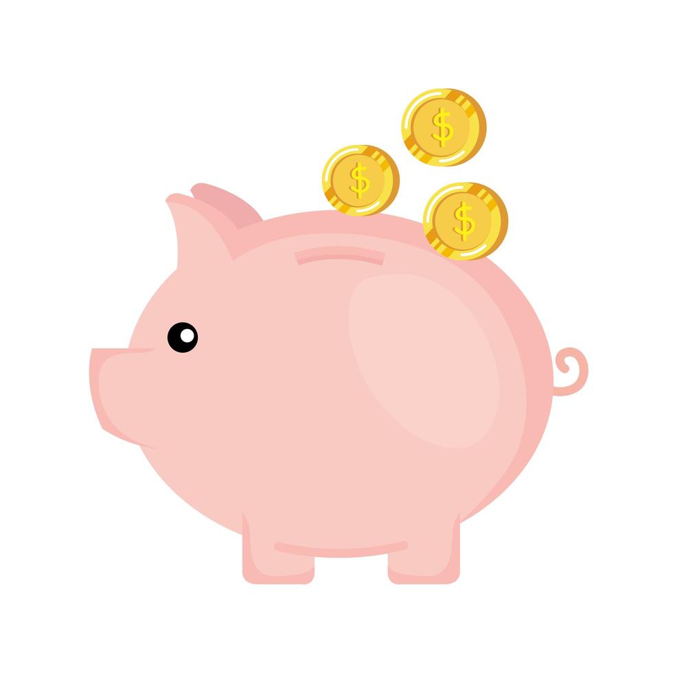 piggy savings with coins money vector