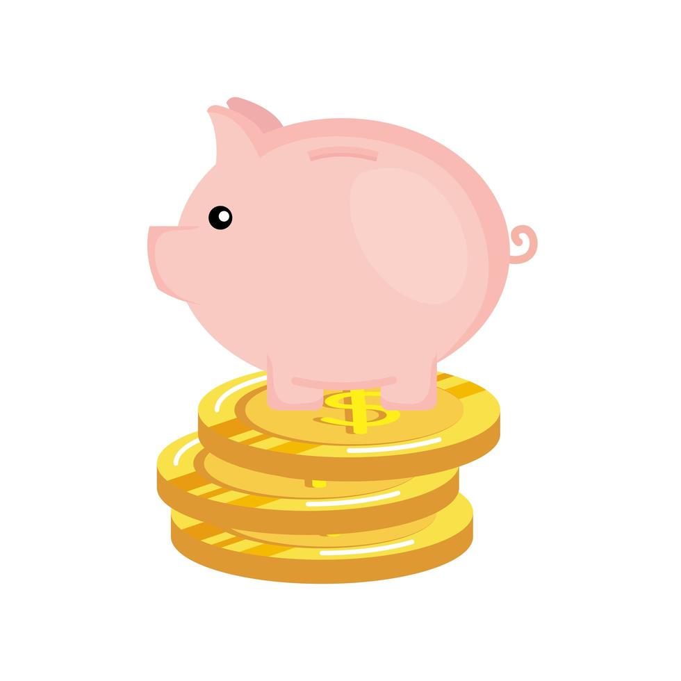 piggy savings with coins money vector