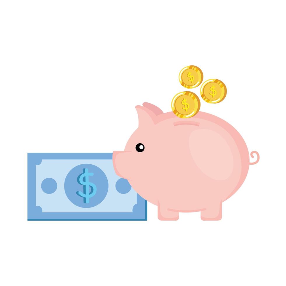 piggy savings with coins money vector