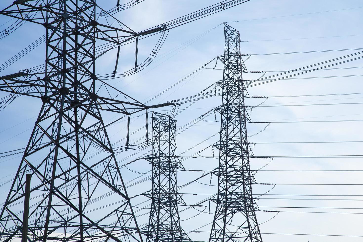 High voltage towers in Thailand photo