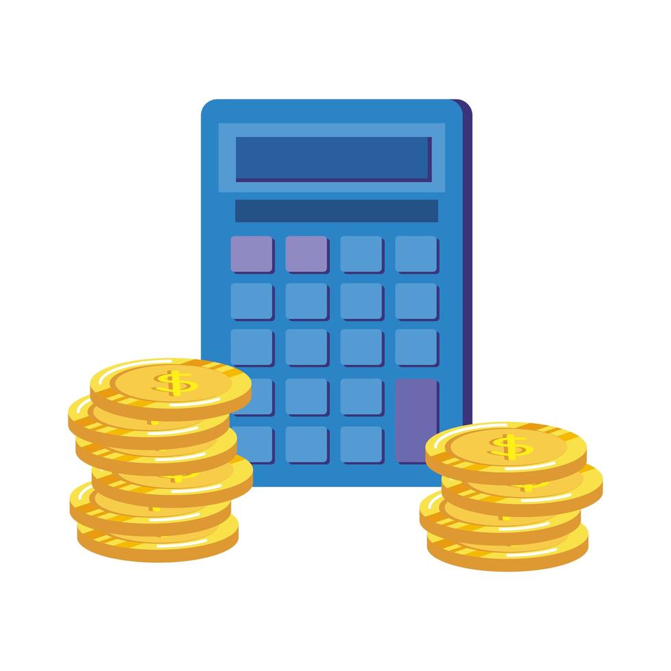 calculator math with coins money vector