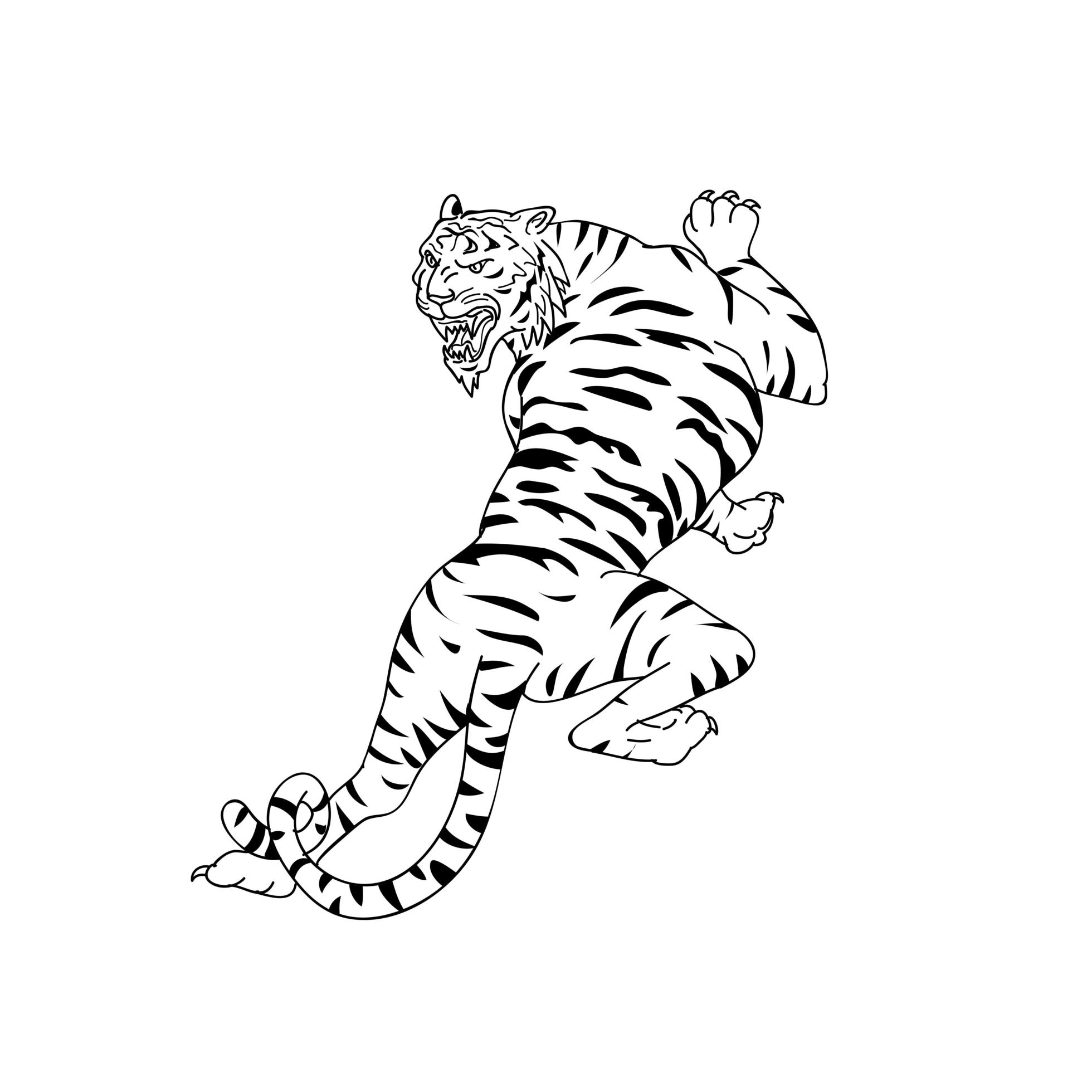 Bengal Tiger Stalking Drawing 1917063 Vector Art at Vecteezy