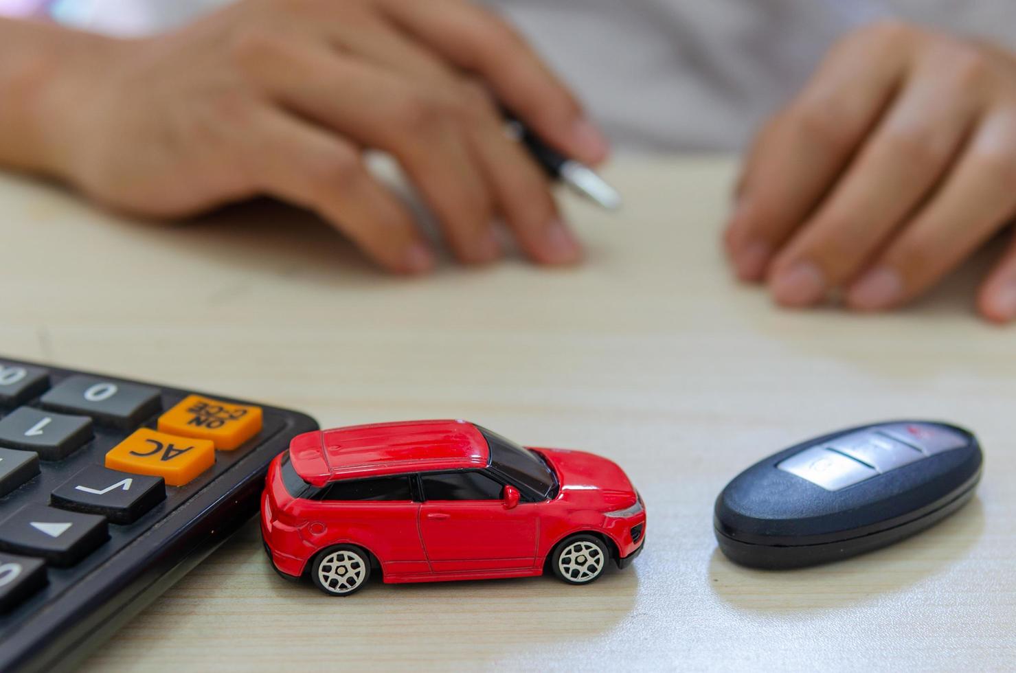 Tiny car on a desk photo