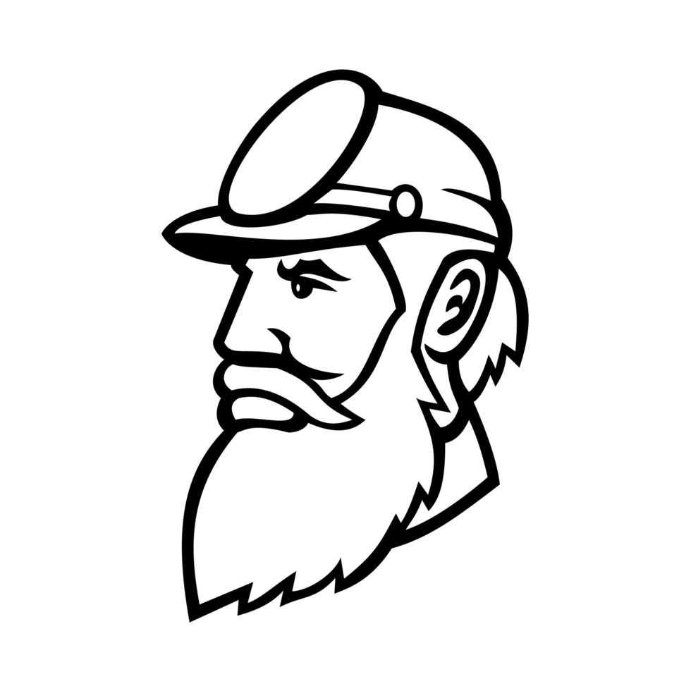 General Stonewall Jackson Head Mascot Black and White vector