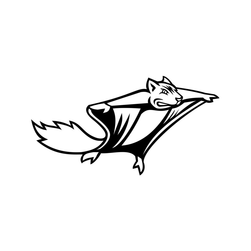 Northern Flying Squirrel Mascot Black and White vector